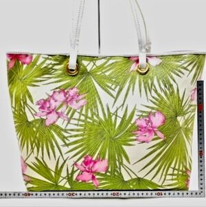 🌺Sale Celine Cabas rare Hibiscus Beach tote in canvas w orchid palm 🌴 leaves